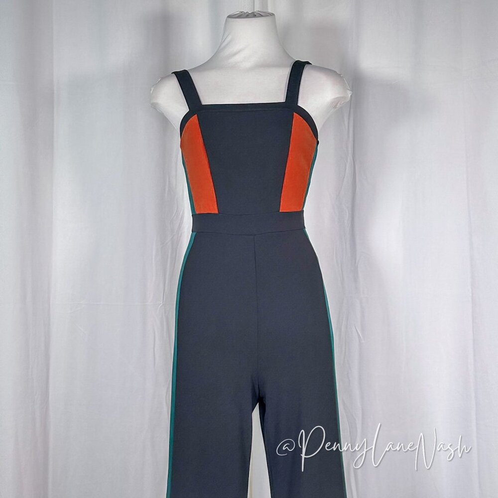Charlotte Russe Sleeveless Side Striped Jumpsuit Black - Picture 3 of 11